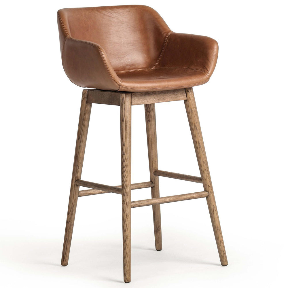 Hannah Leather Swivel Bar & Counter Stool, Sonoma Chestnut