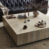 Hudson Large Square Coffee Table, Bleached-Furniture - Accent Tables-High Fashion Home