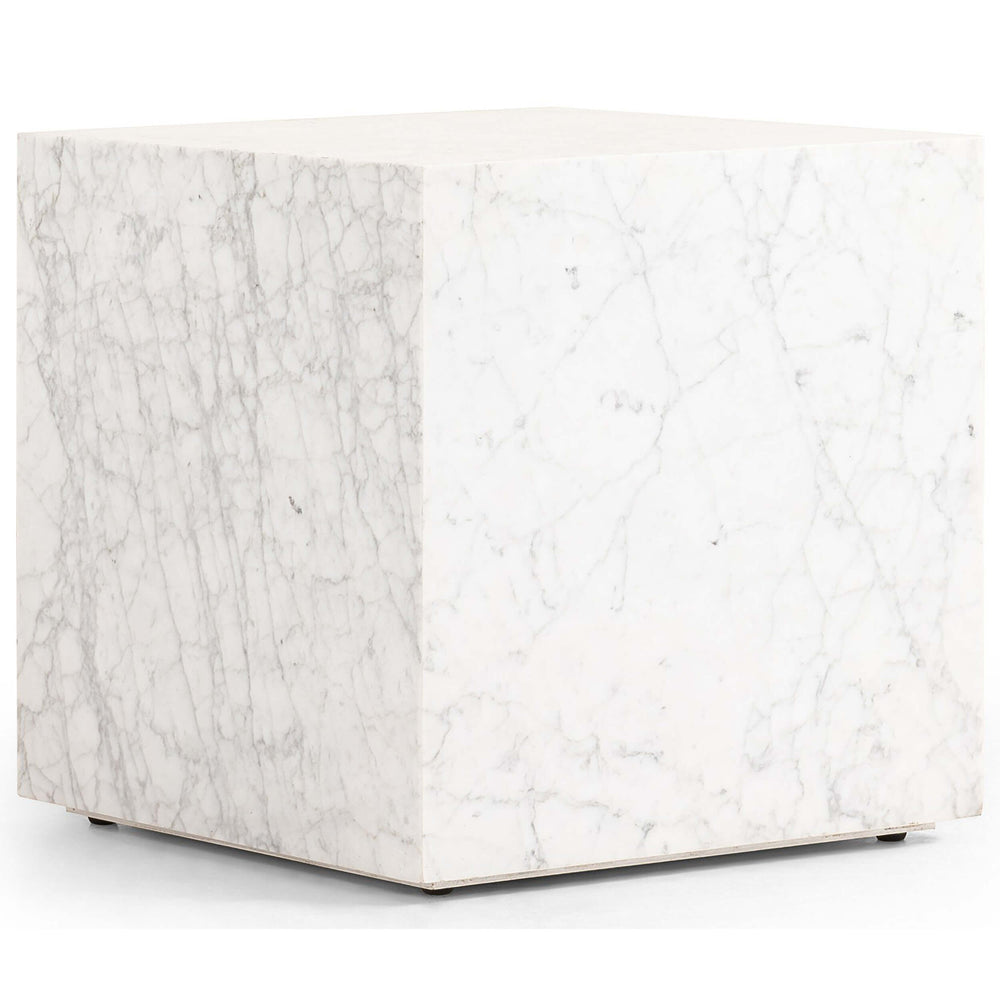 Hunter End Table, White Marble-Furniture - Accent Tables-High Fashion Home