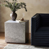 Hunter End Table, White Marble-Furniture - Accent Tables-High Fashion Home