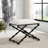 Iron Drops Small Bench, White-Furniture - Benches-High Fashion Home