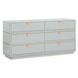 Julieta 6 Drawer Dresser, Grey-Furniture - Storage-High Fashion Home