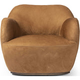 Julius Leather Swivel Chair, Nubuck Cognac-Furniture - Chairs-High Fashion Home