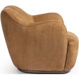 Julius Leather Swivel Chair, Nubuck Cognac-Furniture - Chairs-High Fashion Home