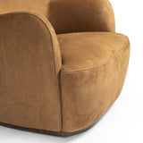 Julius Leather Swivel Chair, Nubuck Cognac-Furniture - Chairs-High Fashion Home