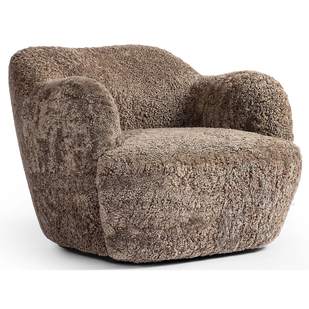 Julius Swivel Chair, Taupe Shearling-Furniture - Chairs-High Fashion Home