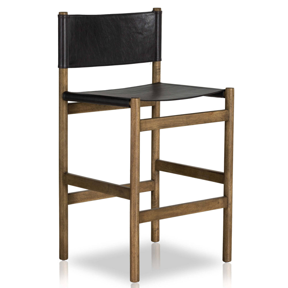 Kena Leather Bar Stool, Sonoma Black/Natural-Furniture - Dining-High Fashion Home