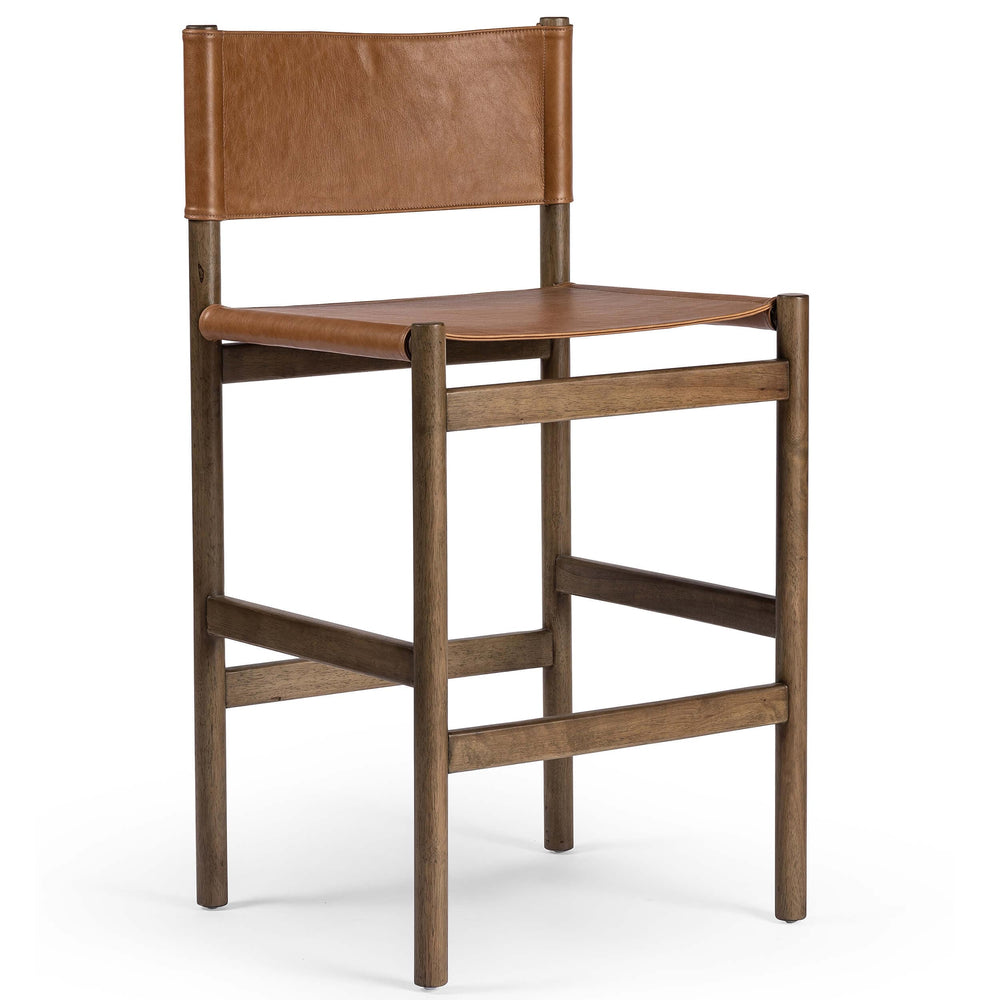 Kena Leather Bar Stool, Sonoma Butterscotch-Furniture - Dining-High Fashion Home