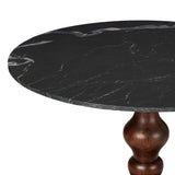 Kestrel Round Dining Table, Black Marble/Dark Brown