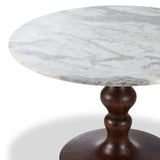 Kestrel Round Dining Table, White Marble/Dark Brown