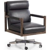 Kiano Leather Desk Chair, Bosa Black-Furniture - Office-High Fashion Home