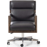 Kiano Leather Desk Chair, Bosa Black-Furniture - Office-High Fashion Home