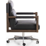 Kiano Leather Desk Chair, Bosa Black-Furniture - Office-High Fashion Home