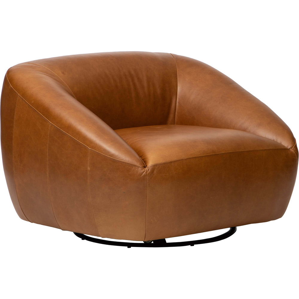 Korren Leather Swivel Chair, Oil Buffalo Camel-Furniture - Chairs-High Fashion Home