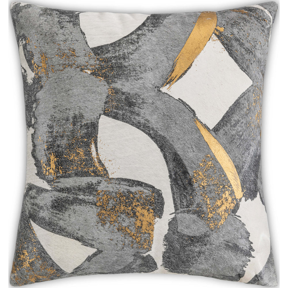 Lake Abstract Pillow, Ivory/Grey-Accessories-High Fashion Home