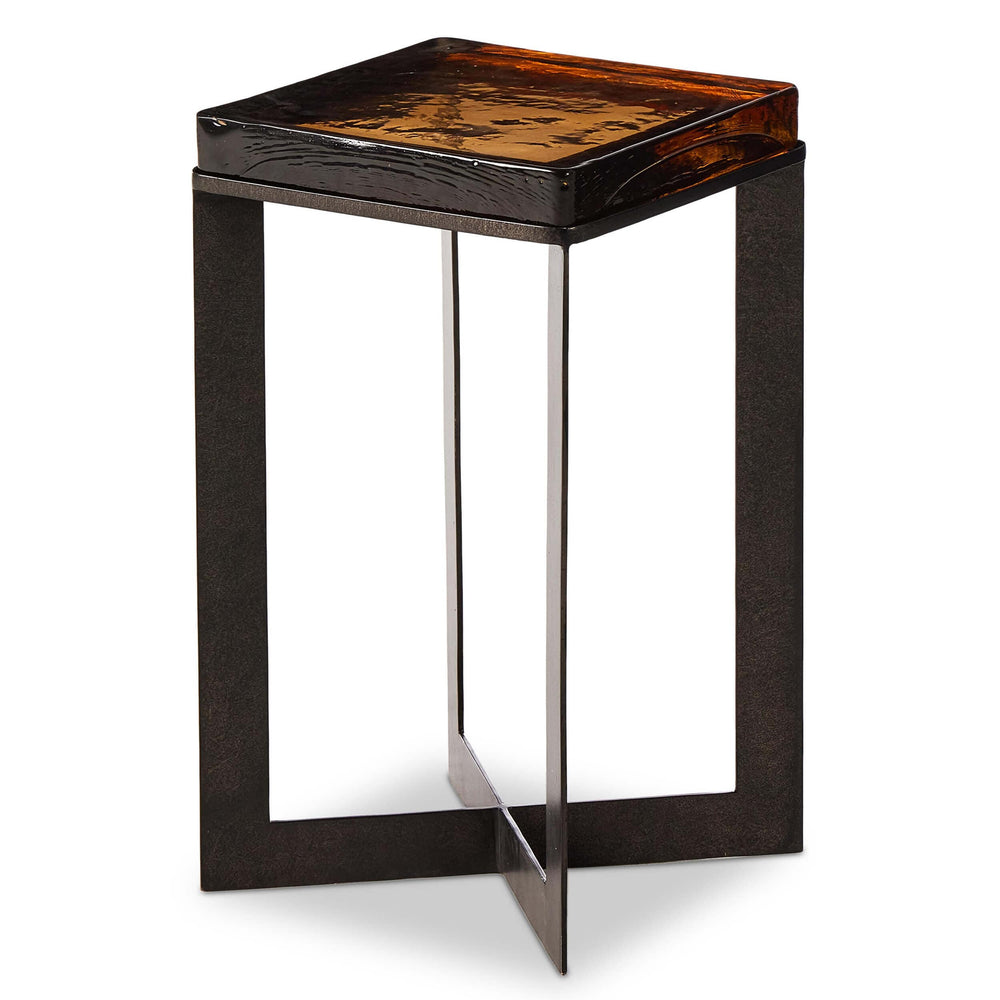 Lennie Cast Glass End Table, Amber