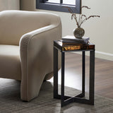 Lennie Cast Glass End Table, Amber