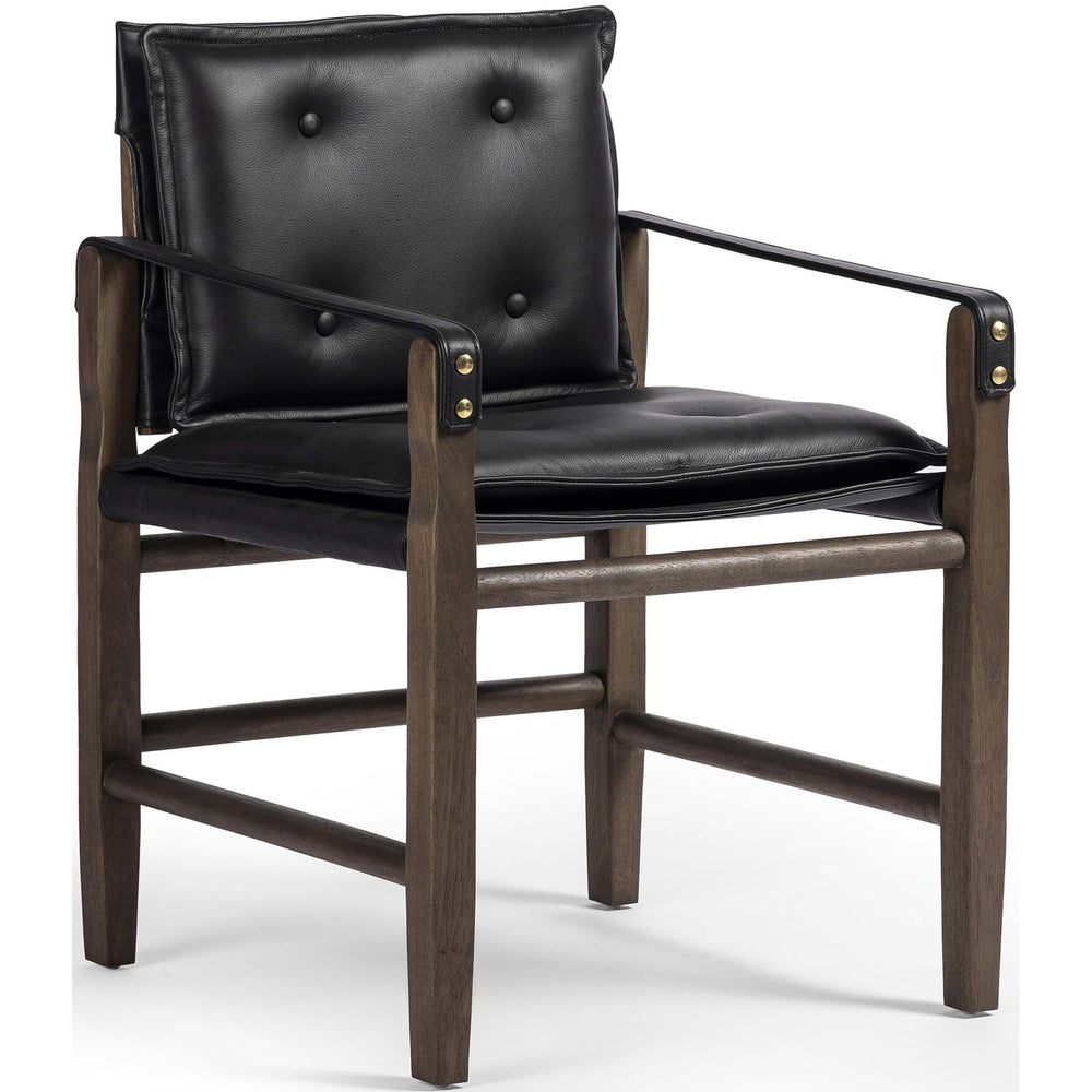 Lenz Leather Dining Arm Chair, Carson Black-Furniture - Dining-High Fashion Home