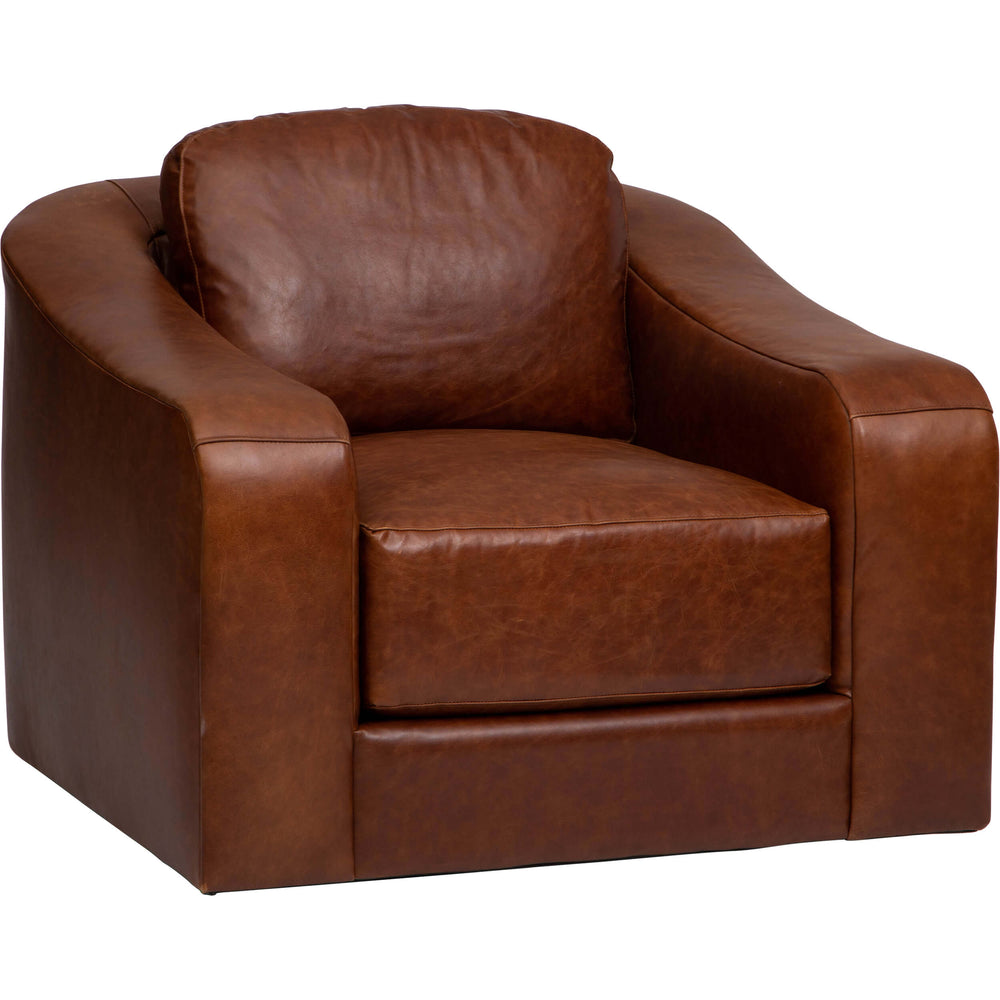 Luka Leather Swivel Chair, Laguna Cognac-Furniture - Chairs-High Fashion Home