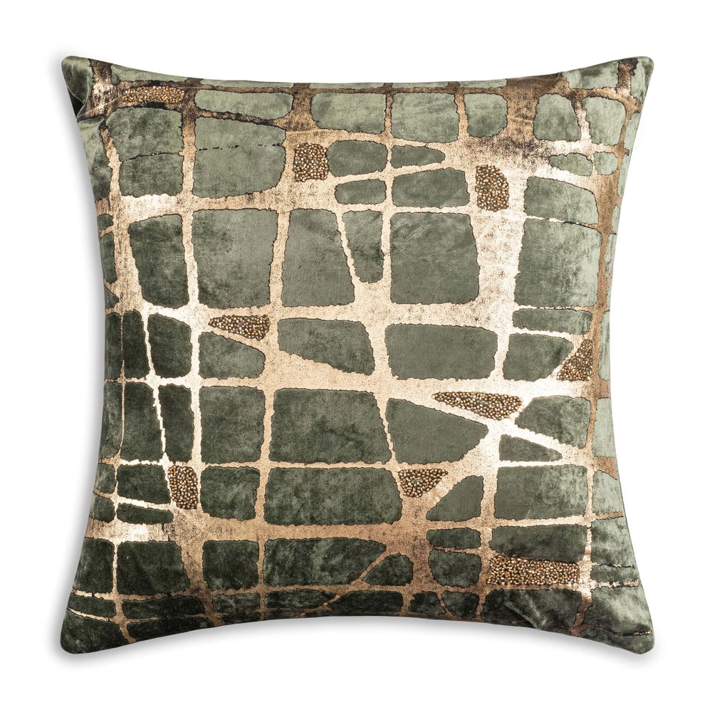 Mila Abstract Pillow, Green/Gold-Accessories-High Fashion Home