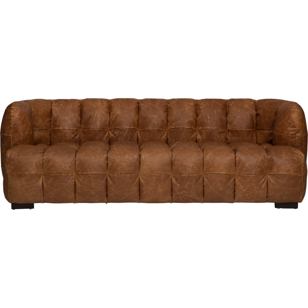 Maeve Puffed Leather Sofa, Cognac-Furniture - Sofas-High Fashion Home