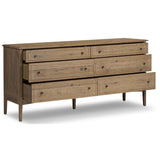 Maggie 6 Drawer Dresser, Aged Smoked Oak-Furniture - Storage-High Fashion Home