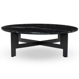 Marble Round Coffee Table, Black-Furniture - Accent Tables-High Fashion Home