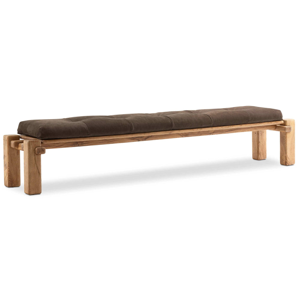 Marcia Leather Bench, Nubuck Cigar