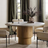 Mariah Round Dining Table, White Marble-Furniture - Dining-High Fashion Home