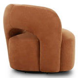 Mazie Leather Swivel Chair, Nubuck Cognac-Furniture - Chairs-High Fashion Home