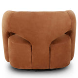 Mazie Leather Swivel Chair, Nubuck Cognac-Furniture - Chairs-High Fashion Home