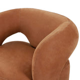 Mazie Leather Swivel Chair, Nubuck Cognac-Furniture - Chairs-High Fashion Home