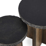 Mezes Nesting End Table, Natural-Furniture - Accent Tables-High Fashion Home