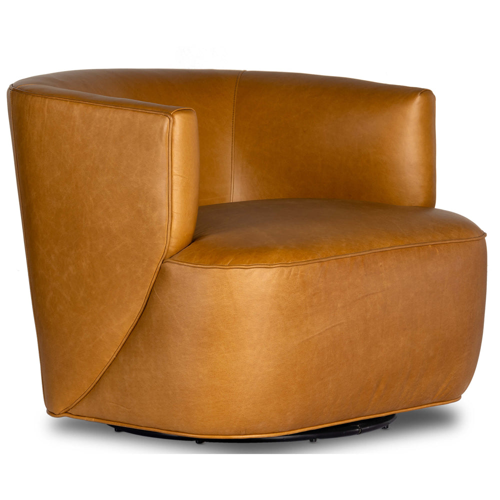 Mila Leather Swivel Chair, Osorno Camel-Furniture - Chairs-High Fashion Home