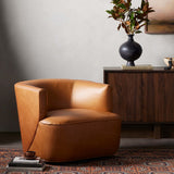 Mila Leather Swivel Chair, Osorno Camel-Furniture - Chairs-High Fashion Home