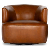 Mila Leather Swivel Chair, Riviera Cognac-Furniture - Chairs-High Fashion Home