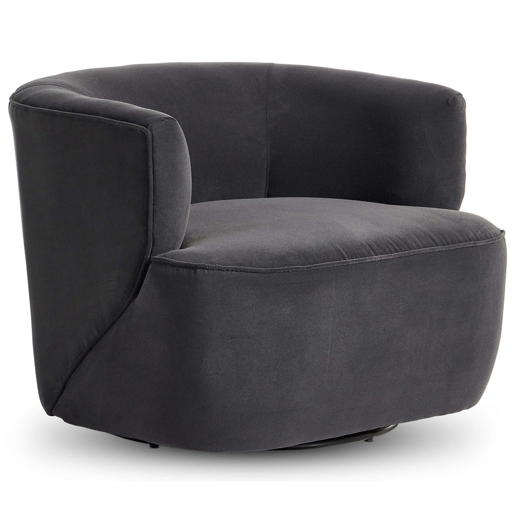 Mila Swivel Chair, Henry Charcoal-Furniture - Chairs-High Fashion Home