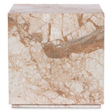 Modern Marble Plinth End Table, Desert Taupe