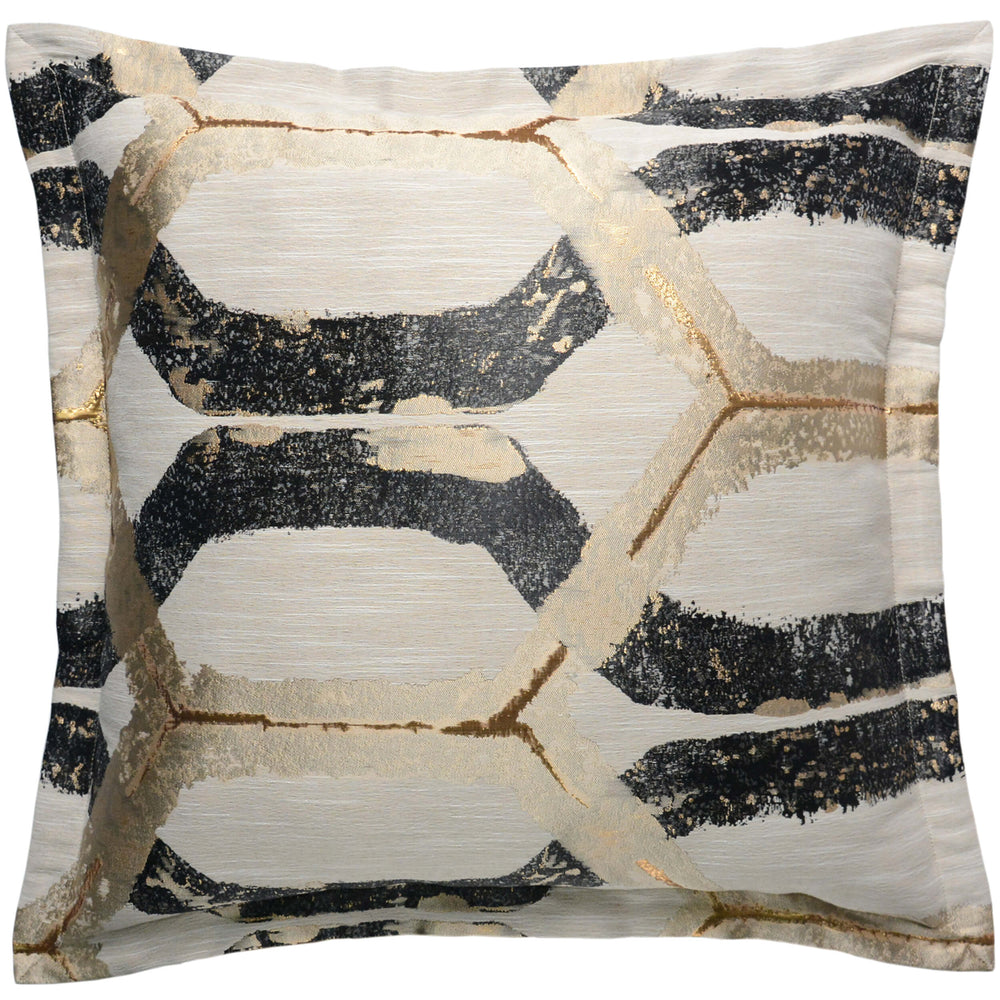 Noir Euro Sham, Black Geometric-Accessories-High Fashion Home