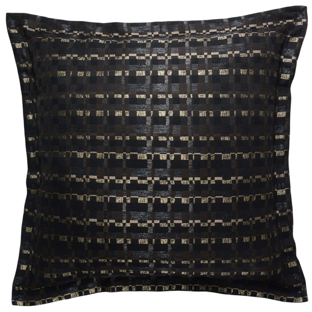 Onyx Euro Sham, Black Striped-Accessories-High Fashion Home