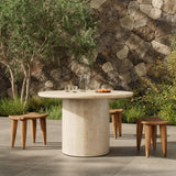 Oakland 48" Round Outdoor Dining Table, Cream Marble