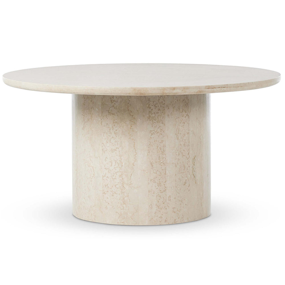 Oakland 60" Round Outdoor Dining Table, Cream Marble