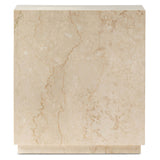 Oakland Square Outdoor End Table, Cream Marble-Furniture - Accent Tables-High Fashion Home