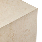 Oakland Square Outdoor End Table, Cream Marble-Furniture - Accent Tables-High Fashion Home