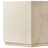 Oakland Square Outdoor End Table, Cream Marble-Furniture - Accent Tables-High Fashion Home