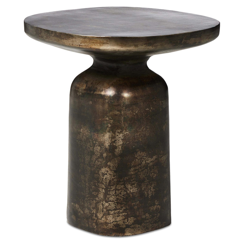 Odessa End Table, Distressed Bronze-Furniture - Accent Tables-High Fashion Home