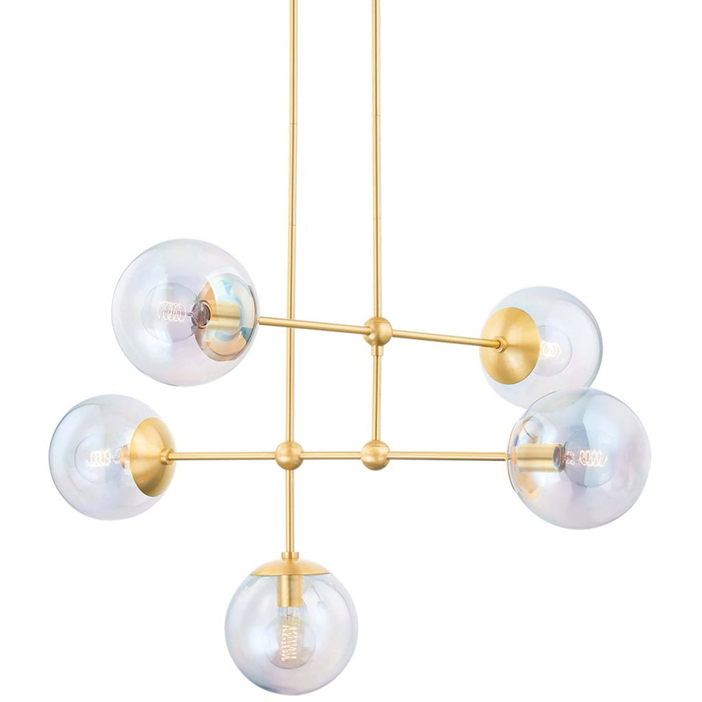 Ophelia 5 Light Chandelier, Aged Brass-Lighting-High Fashion Home