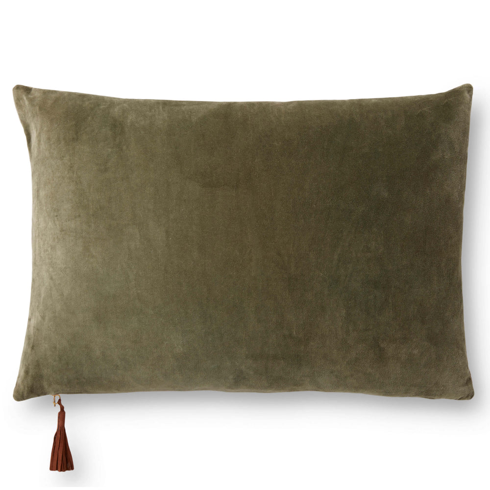 Magnolia Home by Joanna Gaines x Loloi Lumbar Pillow, Moss/Beige-Accessories-High Fashion Home