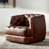 Paul Leather Swivel Chair, Raleigh Cigar-Furniture - Chairs-High Fashion Home