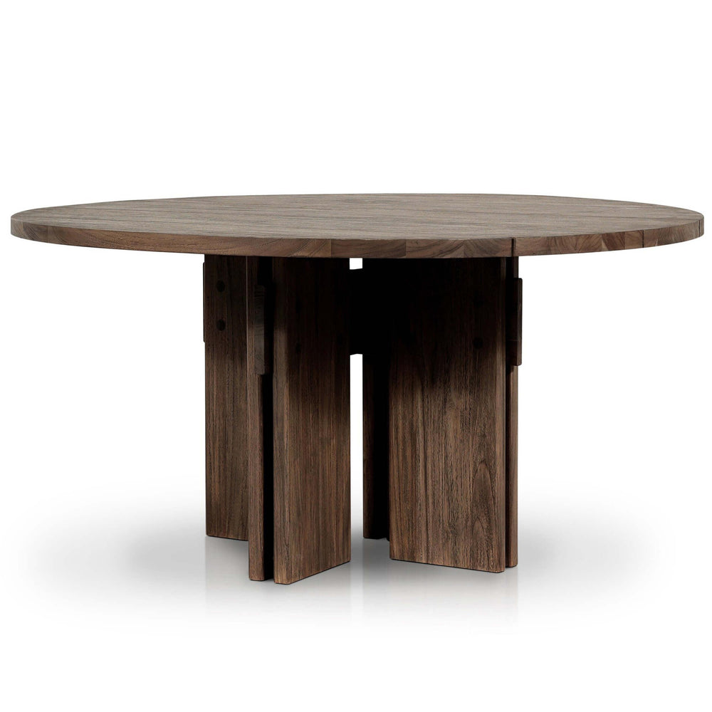 Railay Round Outdoor Dining Table, Stained Toasted Brown-Furniture - Outdoor-High Fashion Home